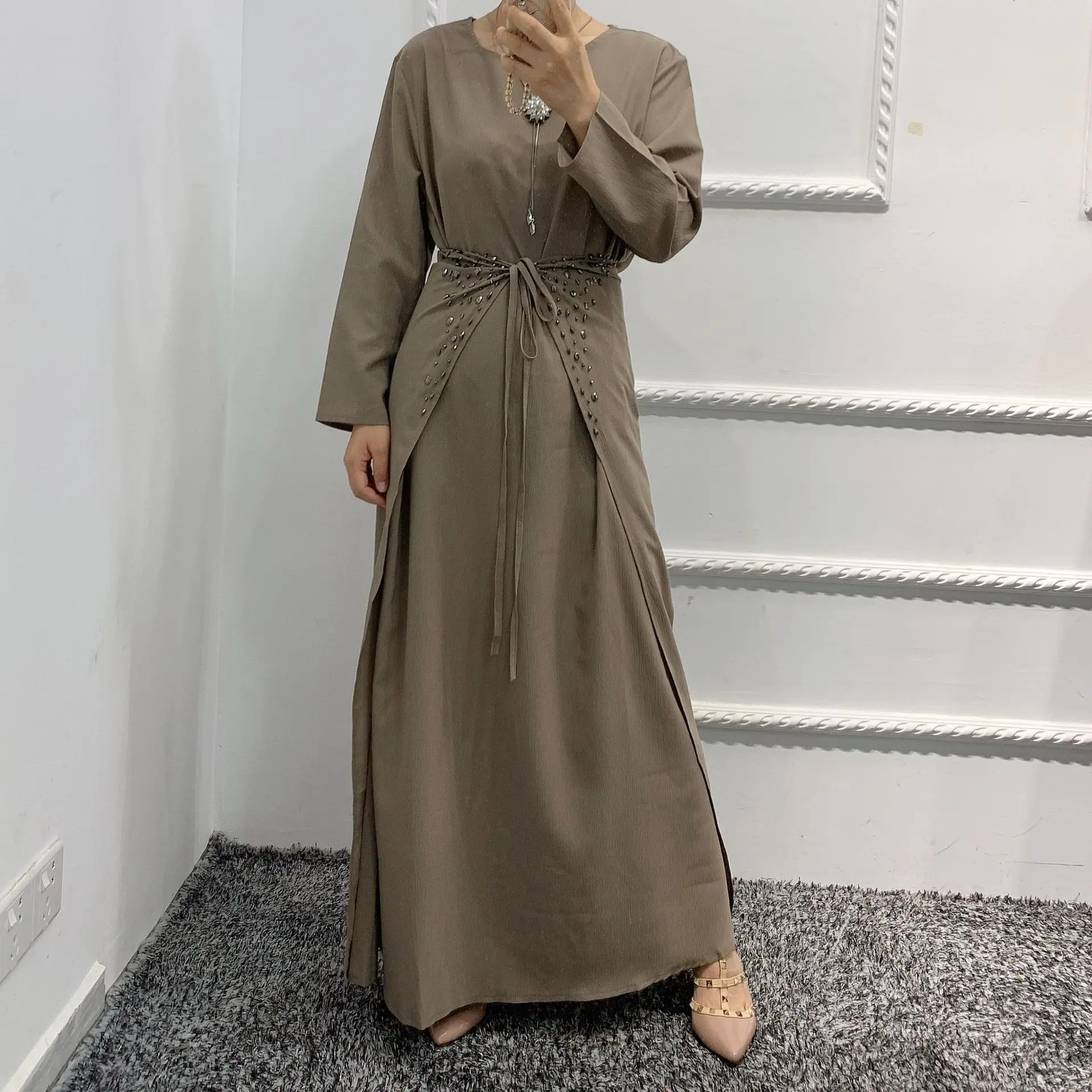 Muslim Sets Middle East Dubai Solid Three Piece Set Musulmán Conjuntos Muslim Fashion Muslim Sets Hijab Dubai Abaya Turkey