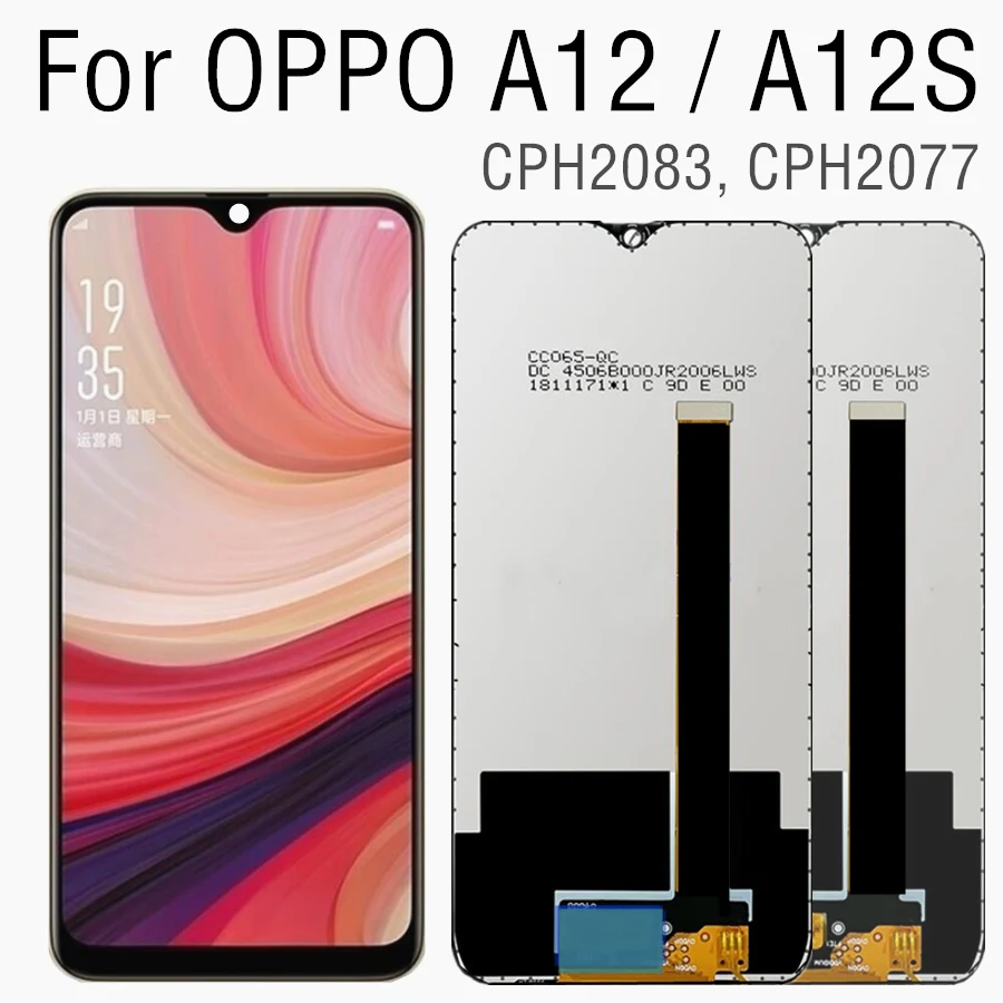 

6,2 дюймов для OPPO A12 2020 Global LCD CPH2083 CPH2077 дисплей кодирующий преобразователь сенсорного экрана в сборе Замена для Oppo A12s LCD