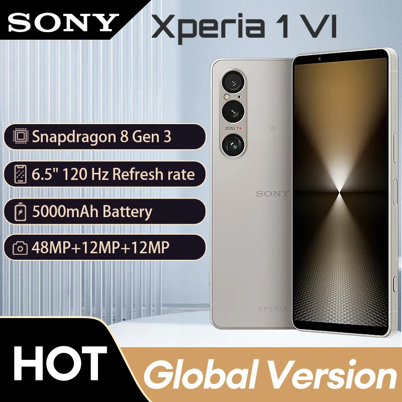 Глобальная версия оригинальный Sony Xperia 1 VI 5G Dual SIM 120 Гц XQ-EC72 Snapdragon 8 Gen 3 6 5-дюймовый HDR