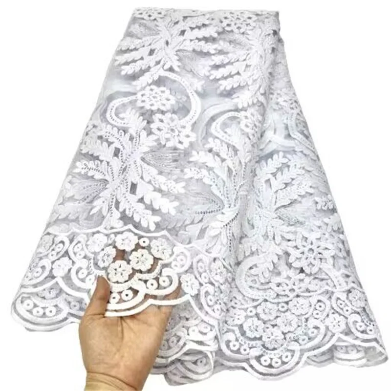 

Белая новейшая кружевная ткань с блестками, африканская кружевная ткань для женщин, нигерийское кружево, французское Тюлевое кружево