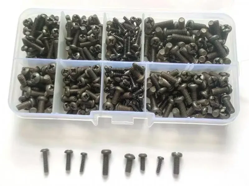 

400pcs M2.6/M3/M4 Phillips Pan Head Pan Head Black Machine Screws Assortment Kit