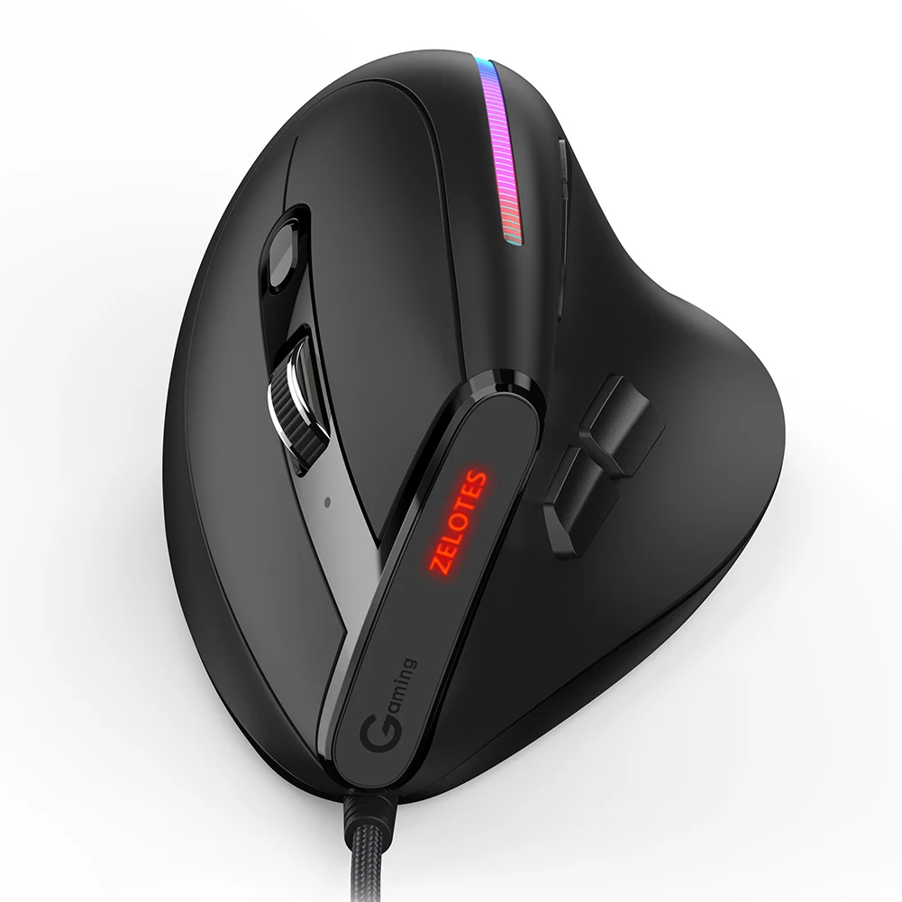 

T50 Wired Gaming Vertical Mouse 12800 DPI Adjustable 9 Button Programmable Mouse Ergonomic RGB Optical Mice for Laptop Computer