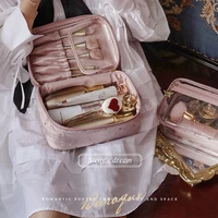velvet cosmetic bag women soft large capacity star print makeup bag girls ins concise travel wash beauty bag storage case