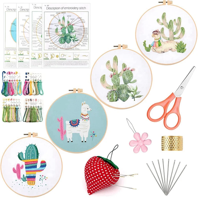 

Embroidery Kit For Beginners, 4 Pack Cross Stitch Kits, Embroidery Starter Kit With Pattern And Instructions