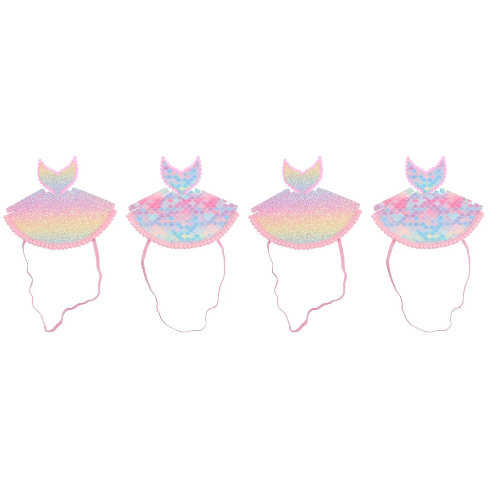 

4Pcs Kid Birthday Hats Safe Fine Chic Nice Mermaid Tail Party Hats Photo Props Fish Tail Caps