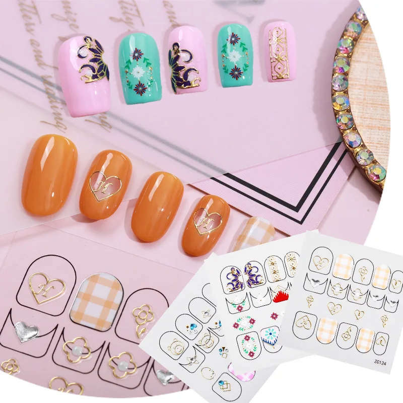 

tifcojew Nail stickers 3d colored diamond bronzing flowers nail jewelry nail tools creative stickers