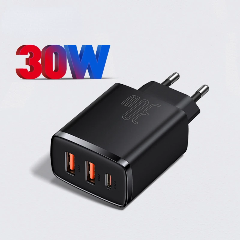 

For iPhone 13 Pro Max Xiaomi Samsung S22 30W USB Charger QC3.0 PD3.0 Type C PD Fast Charging 3 Ports Quick Phone Charger