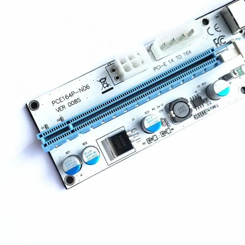 

Райзер-карта VER008S PCI-E, PCI Express PCIE 1x на 16x, адаптер-удлинитель, 0,6 м, кабель USB 3,0, 15 контактов, SATA, 4 контакта, 6 контактов, шнур питания