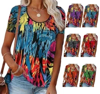 summer new womens loose printed round neck short sleeve t shirt top female lady shirts