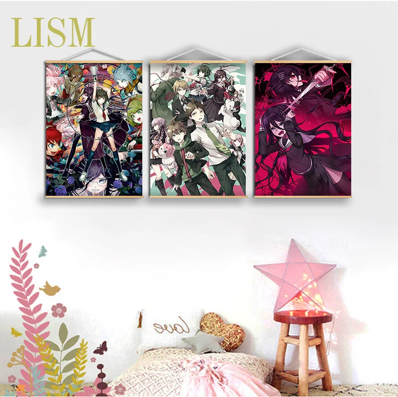 Danganronpa V3 ouma kokichi Nanami ChiaKi Naegi Makoto Аниме Манга настенный постер из массива дерева