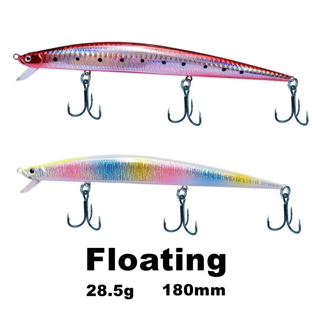 

BATTLEBASS 2021 Floating Minnow Fishing Lure 180mm 28.5g Artificial Jerkbait Wobblers Shallow Range Sea Bass Lure Swimbait Pesca