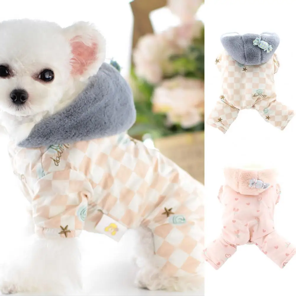 

PETWTILTIH Stylish Pet Clothes Dog Jumpsuit Plaid Pattern Cosplay Soft Texture Casual Puppy Bodysuit Clothes