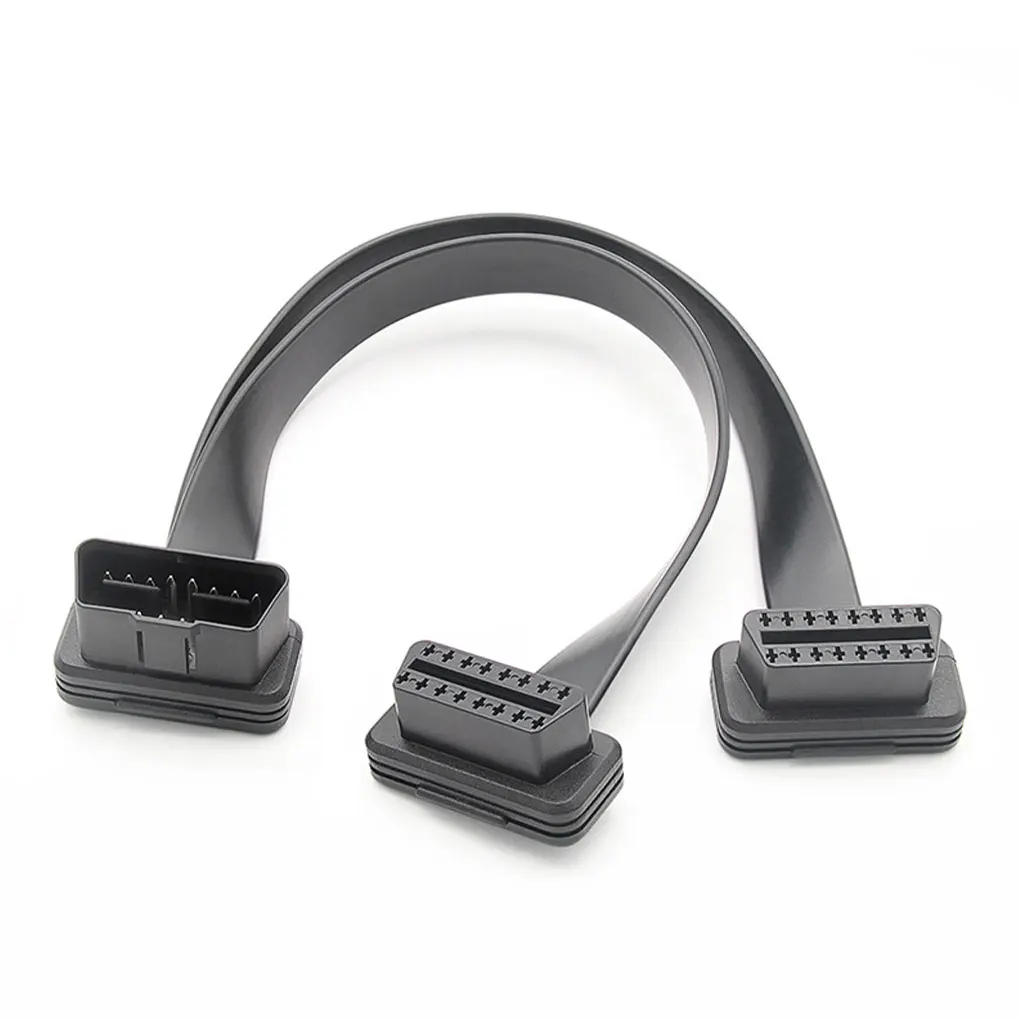 

ABS Автомобильный кабель-удлинитель OBDII, сменный съемный штекер-двойной гнездо, 30 см, 16-контактный адаптер, шнур, запчасти, аксессуары