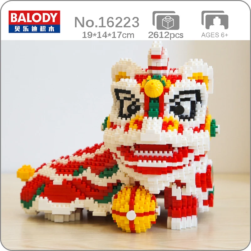 

Balody 16223 Весенний фестиваль танцевальный шар в виде льва модель животного куклы мини алмазные блоки кирпичи игрушки для детей без коробки