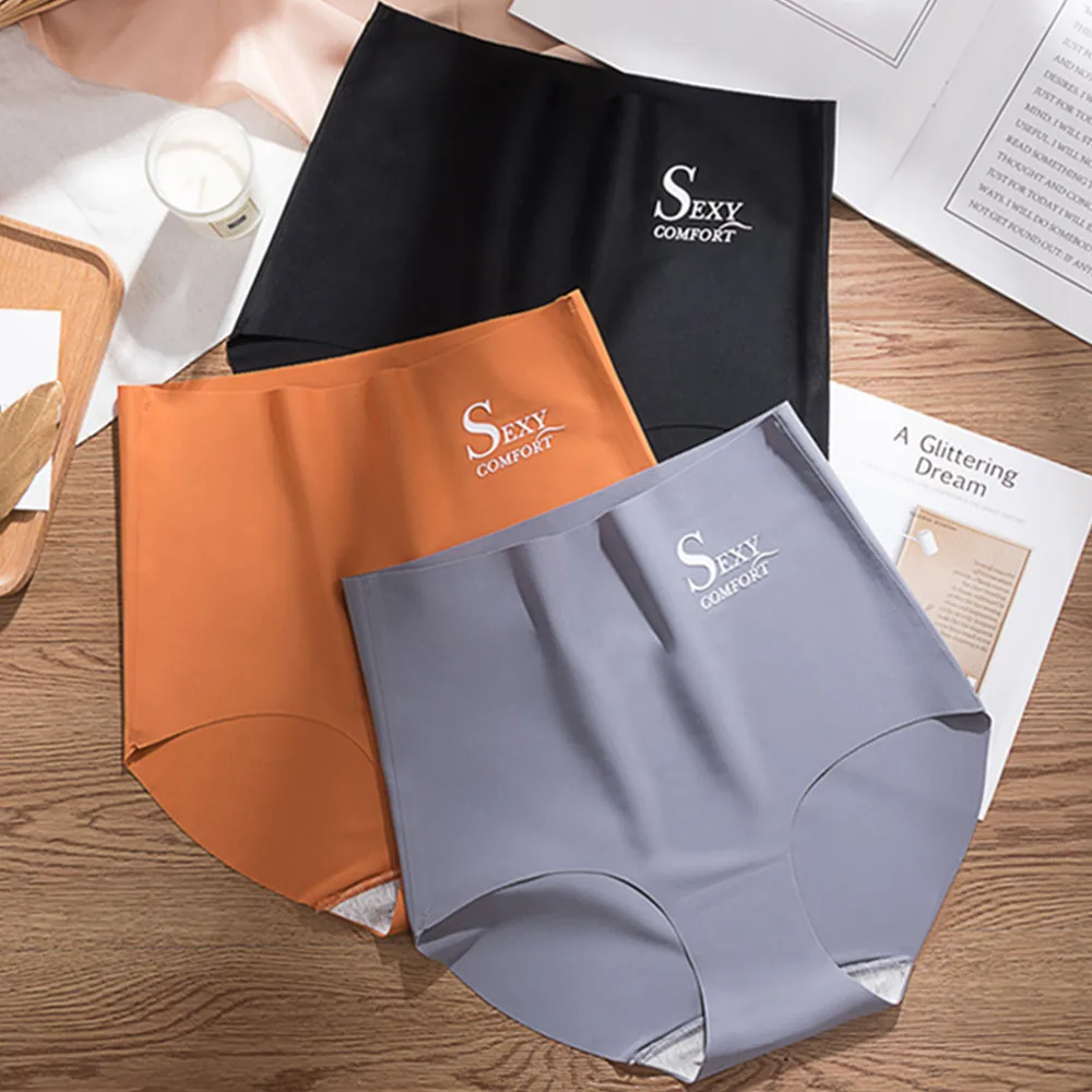 

Сексуальные женские трусики, шелковые трусики, бесшовное нижнее белье, штаны с высокой талией, удобное нижнее белье с надписью, нежные однот...