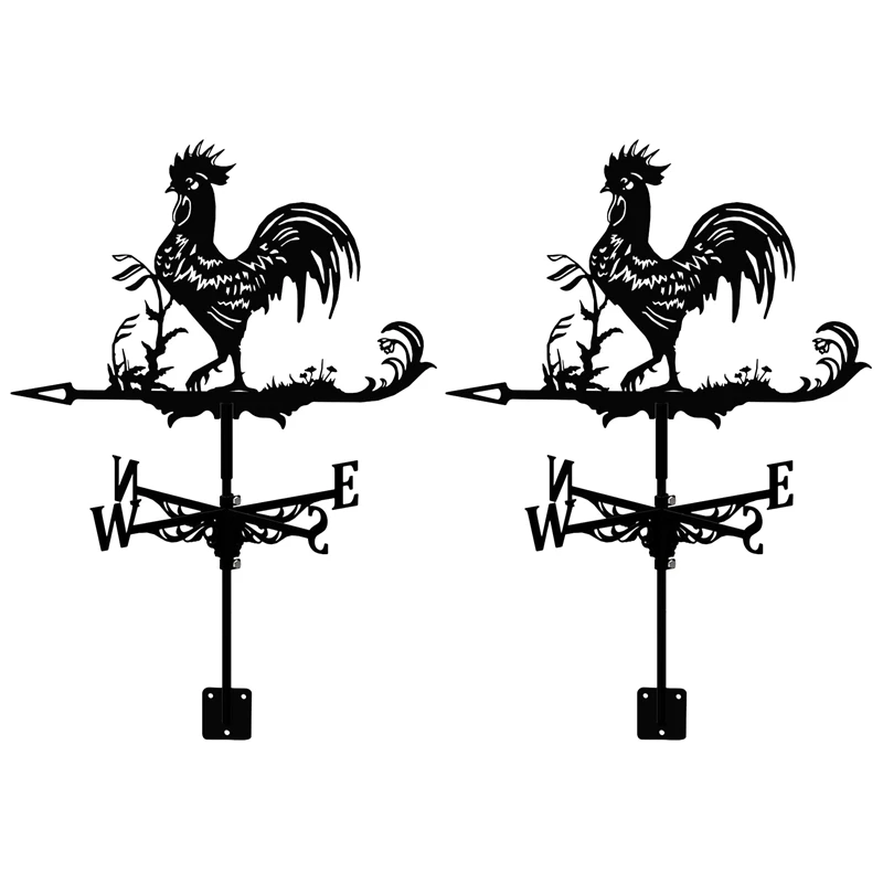

Rooster Weather Vane - Decorative Wind Direction Indicator For Outdoor Farm Yard 2 Pcs