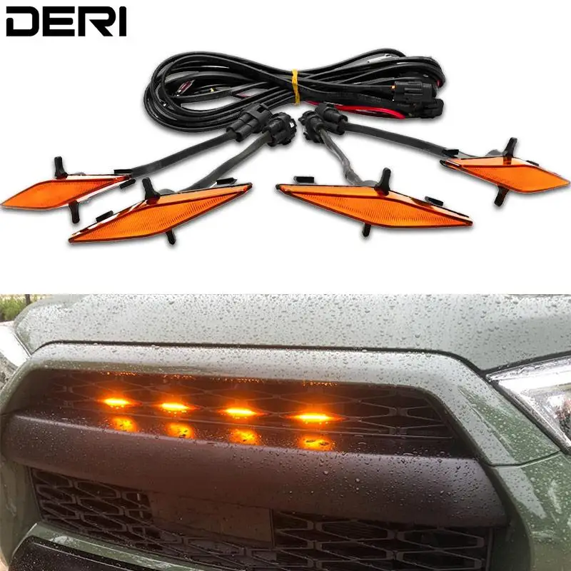 

4runner решетчатая светодиодная Передняя решетка для Toyota 4runner 2014 2015 2016 2017 2018 2019 янтарно-желтый 12V дневные ходовые огни