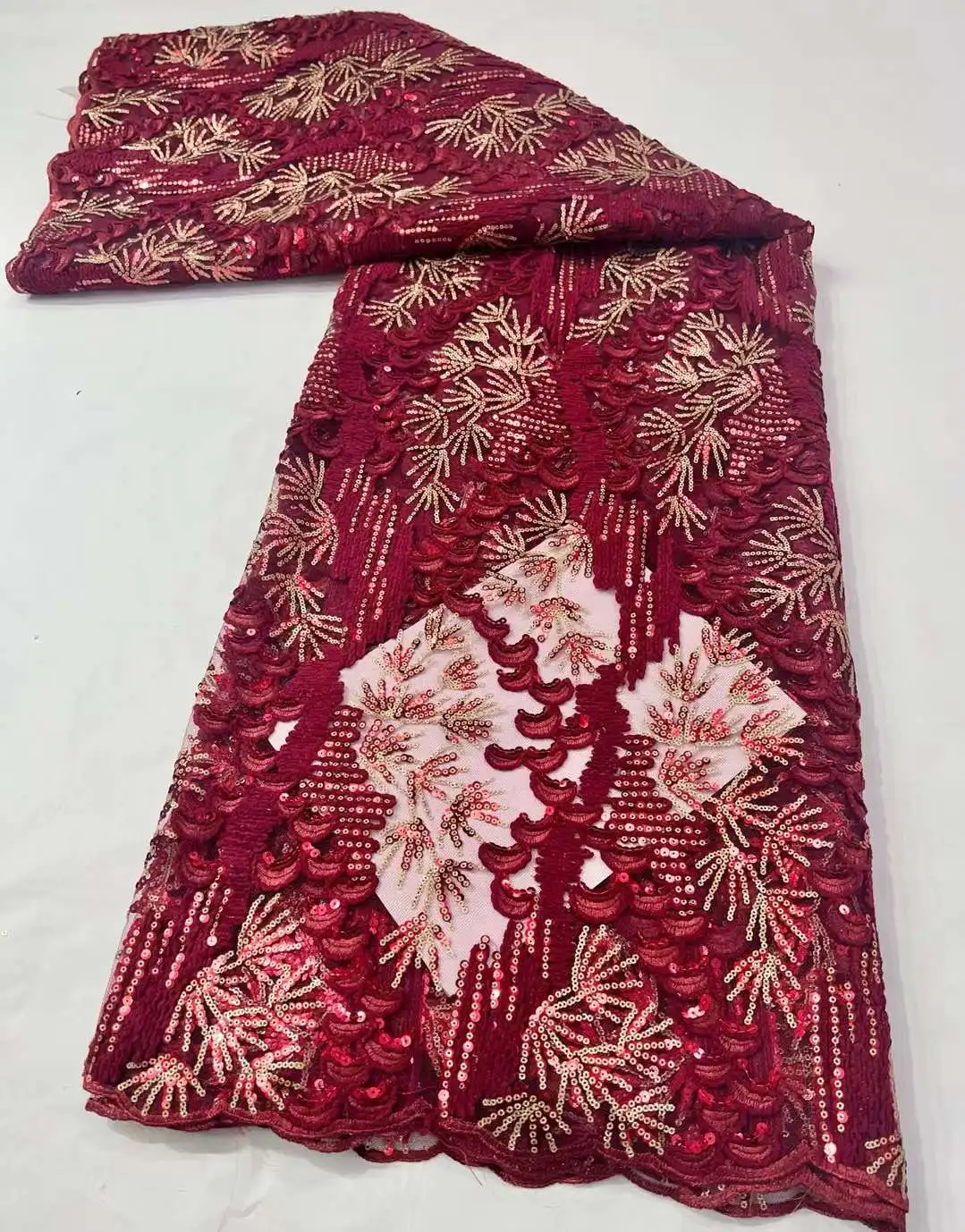 

Nigerian Lace Fabrics 2022 High Quality Lace Rope Embroidery With Sequins African French Lace Fabric For Wedding Party Sewing
