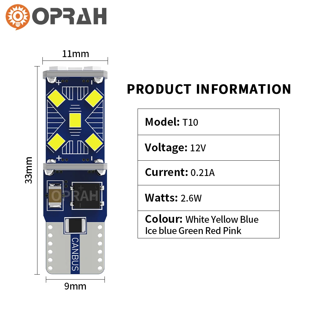 10 шт. Автомобильная светодиодный ная лампа T10 W5W 194 сигнасветильник Canbus 12 в 6000K
