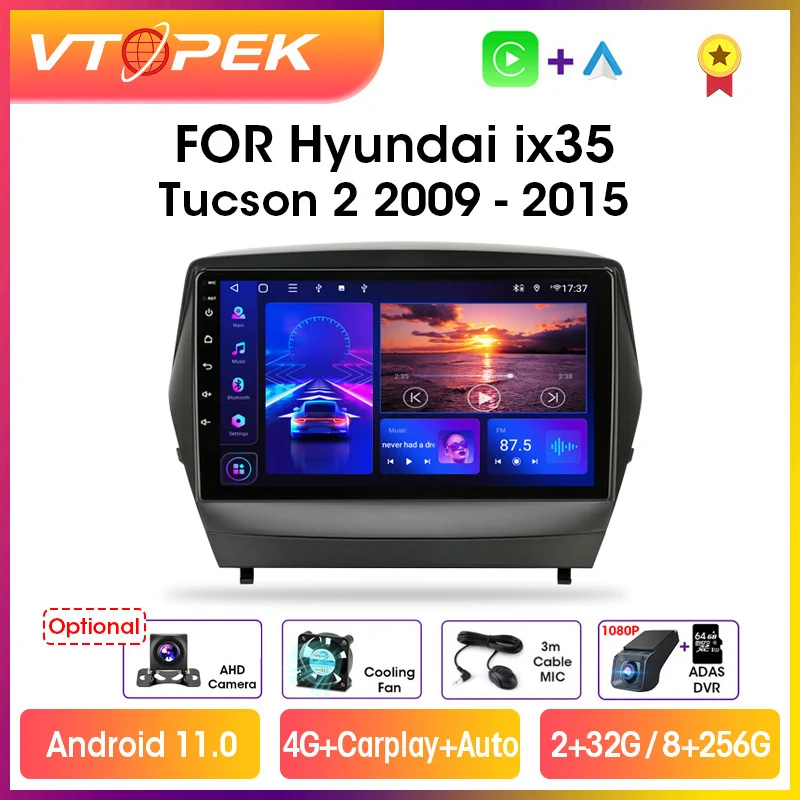 Vtopek 9" 4G Carplay DSP 2din Android 11 Car Radio Multimedia Video Player Navigation GPS For Hyundai Tucson 2 LM IX35 2009-2015