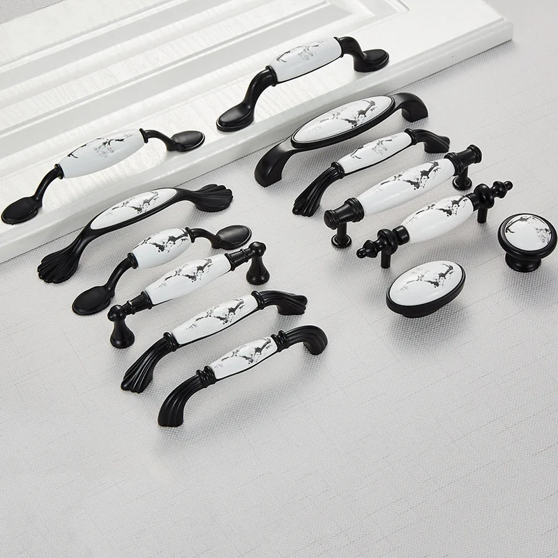 

Ceramic Furnitutre Door Pull Handle Cabinet Drawer Wardrobe Kitchen Cupboard Zinc Metal Dresser Closet Hardware Chinese Knob