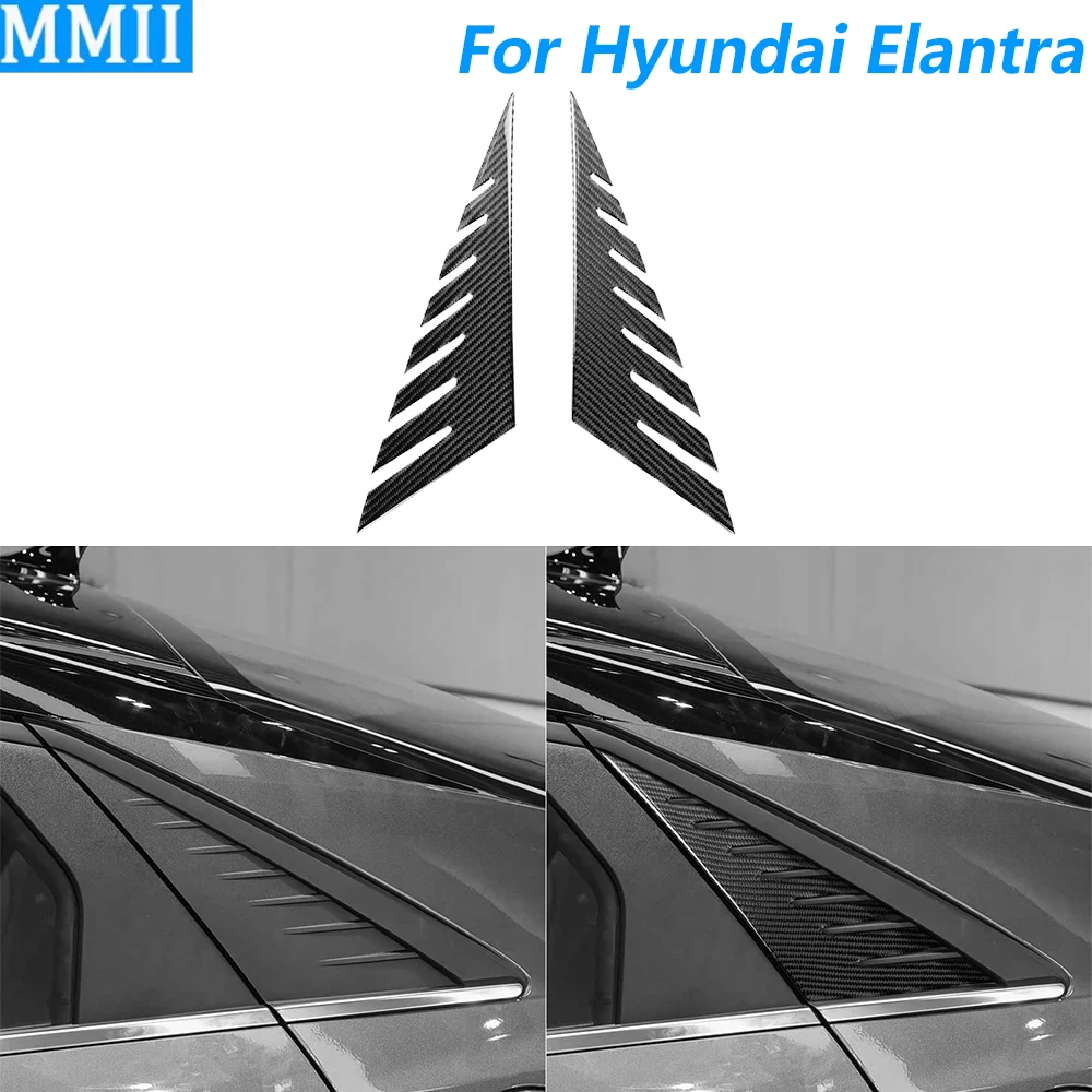 Фото Для Hyundai Elantra CN7 2021-2026: накладка на внешнюю треугольную панель задней двери (D-стойка) из углеродного волокна, аксессуар для автомобиля, наклейка №1