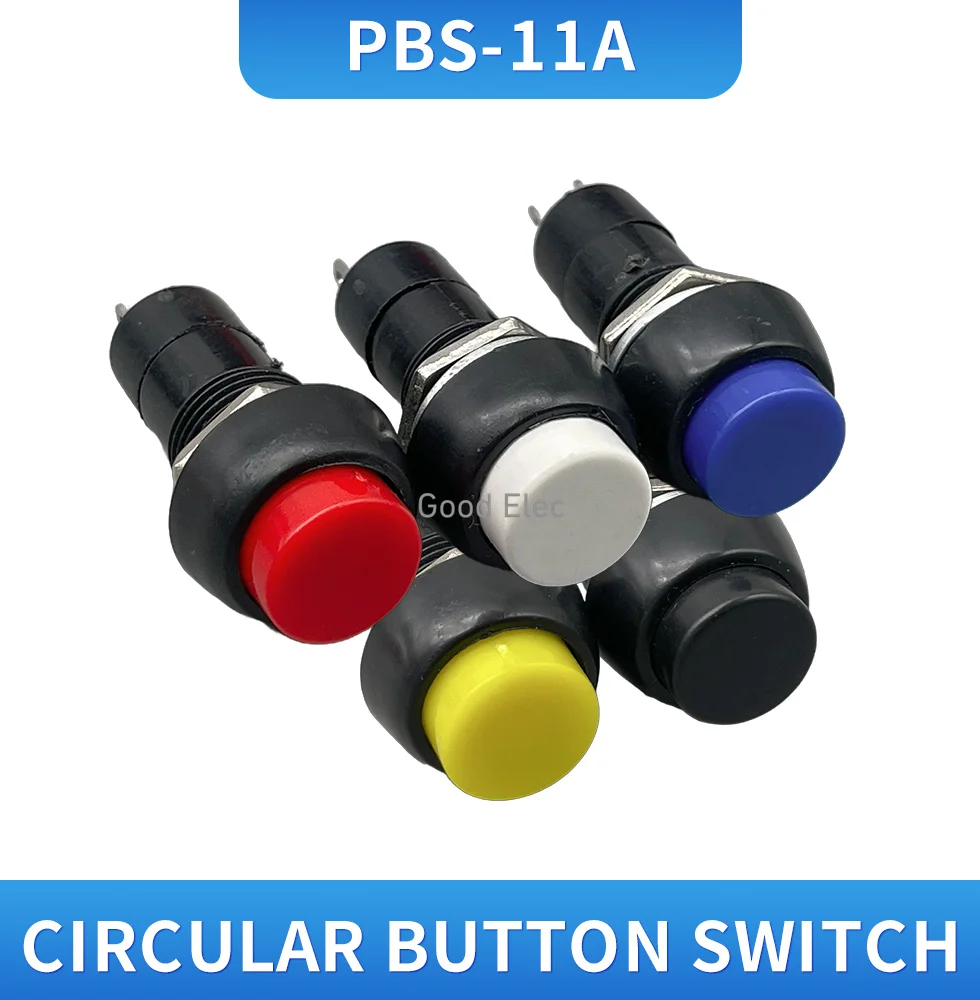 Встроенный кнопочный выключатель SPST с автоматической блокировкой черного цвета