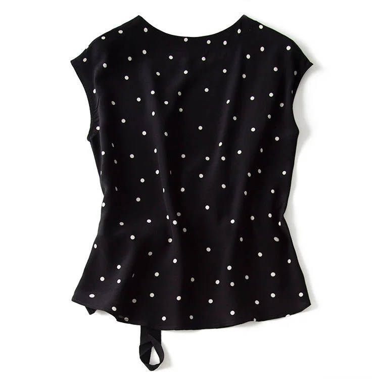 Женский шифоновый топ в горошек и брюки с завышенной талией размеры до 4XL |