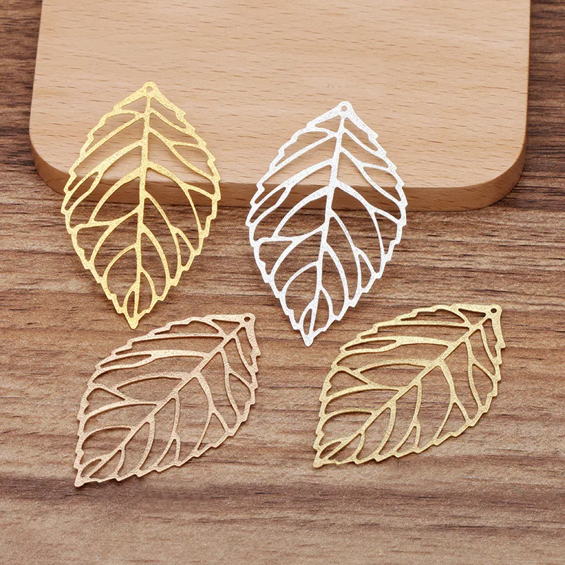 

20 PCS 53x31mm Brass Hollow Out The Leaves Pendant Charms For DIY Jewelry Making Material