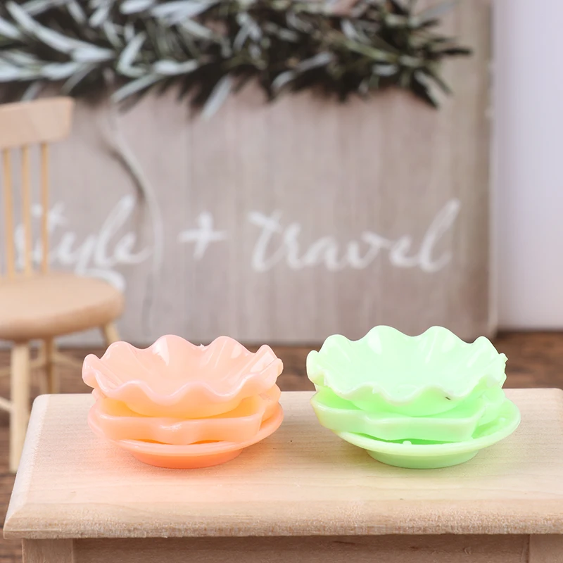 

3 шт./компл. 1:12 миниатюрные подносы для кукольного домика, набор тарелок, миниатюрные красочные блюда для еды, кухонная посуда, модель игруше...