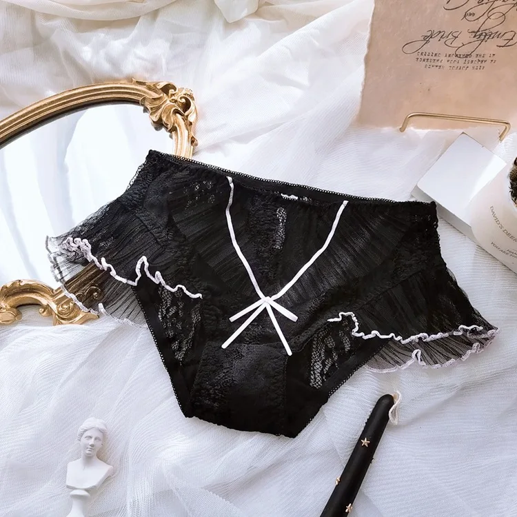 

Fashion Lace Panties Brief Underwear Lingerie Women Lovely Cute Mesh Panties Ruffles Briefs Knicker Lingerie Transparent Female