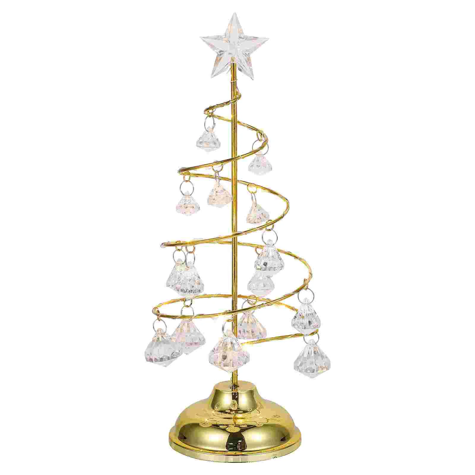 

LED Crystal Star Wrought Iron Christmas Tree Night Light Atmosphere Ornament Wedding Xmas Decoration
