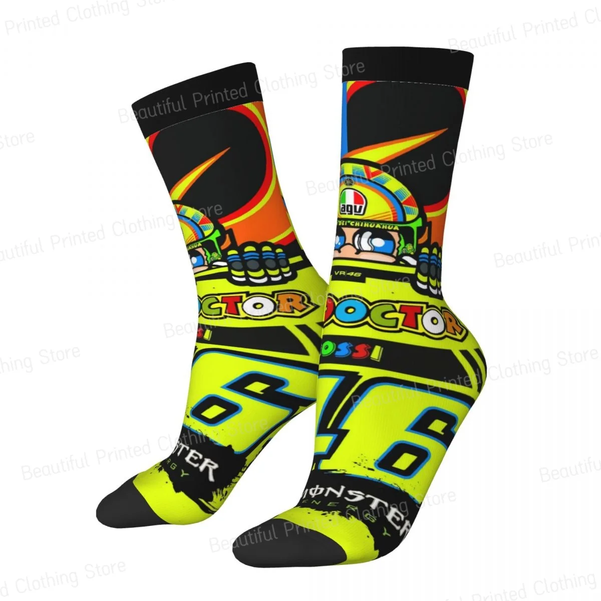 Rossi-Race мотоциклетные гонки мужские и женские носки с круглым вырезом