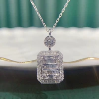gorgeous crystal zirconia square pendant necklaces for women elegant female party accessories gifts versatile trendy necklaces
