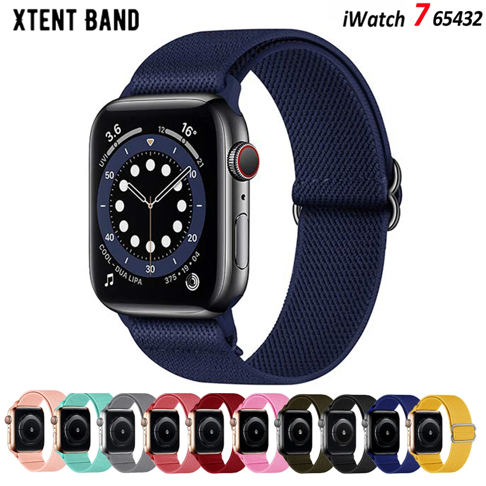 

Ремешок Solo Loop для Apple Watch Band 45 мм 44 мм 38 40, регулируемый эластичный нейлоновый браслет для iWatch Series 3 4 6 SE 7 41 42