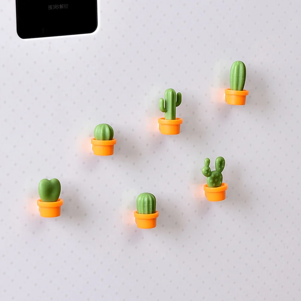 

6pcs/Set 3DCute Succulent Plant Message Board and Reminder for Kitchen Refrigerator Magnet Button Cactus Decoration Gadget Tool