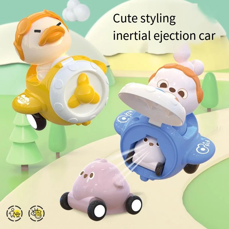 

Inertia Ejection Car Montessori Baby Toy Cartoon Animal Press and Go Car Educational Pull Back Car Toys for Kids 1 2 3 Year Gift