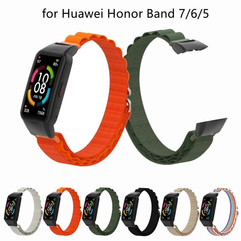

Ремешок нейлоновый для Huawei Band 7 6, мягкий сменный Браслет для Honor Band 6 5 4, с металлическим разъемом