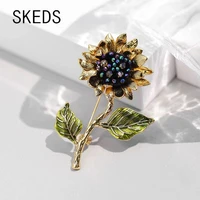 skeds elegant exquisite women enamel sunflower daisy jewelry brooches fashion lady crystal plant brooch pin buckle accessories
