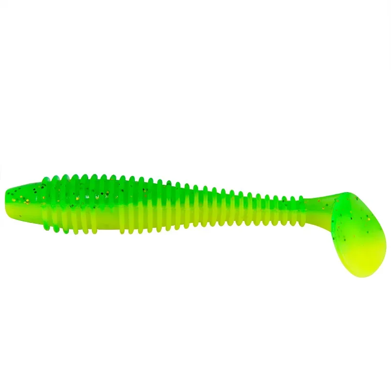 Резьбовой Т-образный хвост Дорожная субцветная мягкая приманка Мягкая червячная