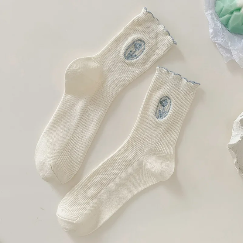 Korea Fashion floral ruffled soft cotton female socks top quality spring and summer cute sweet princess girls comfortable socks