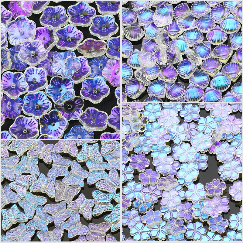 

Flower Butterfly Shell Transparent AB Color Czech Glass Beads Loose Beads For Jewelry Making Earrings Necklace Bracelet Supplies