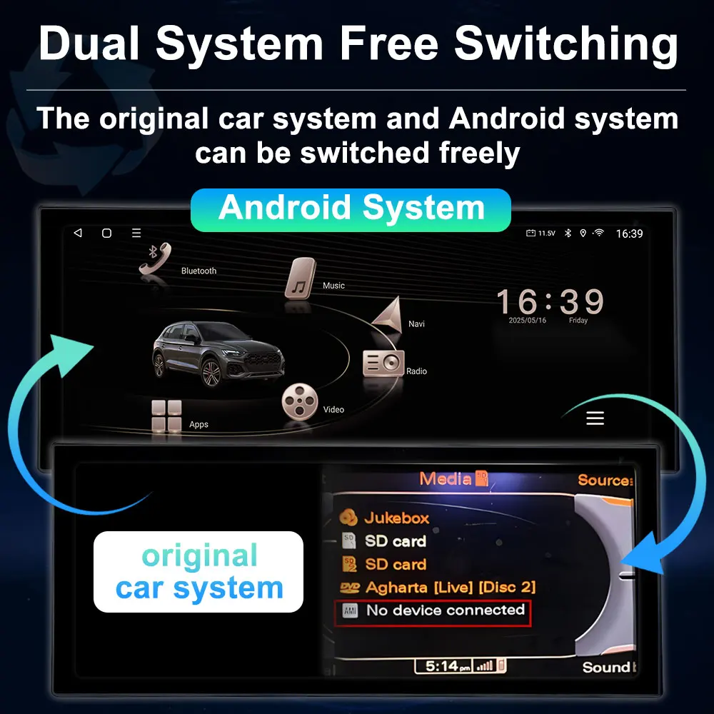 Фото 12,3-дюймовый GPS-навигатор, беспроводной Carplay Android 14 для Audi Q5 2009-2017 BT, автомобильный мультимедийный видеорадиоплеер, 4G, автоинструменты №3