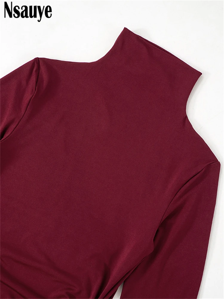 Женское сексуальное платье Nsauye с высоким разрезом и длинным рукавом