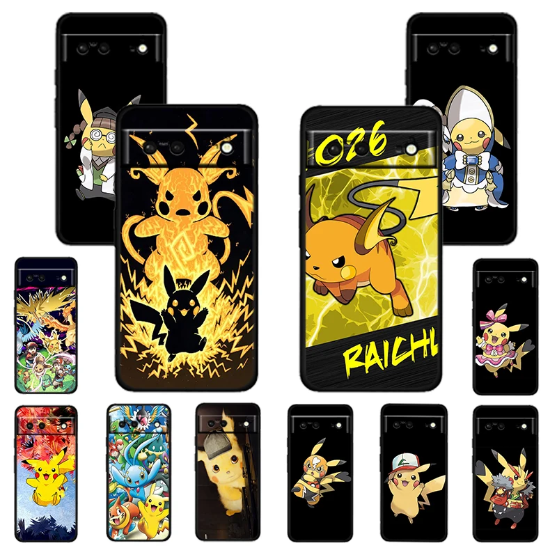 

Anime Pikachu Landscape Shockproof Cover For Google Pixel 7 6 6A 5 4 5A 4A XL Pro TPU Soft Silicone Black Phone Case Fundas Capa