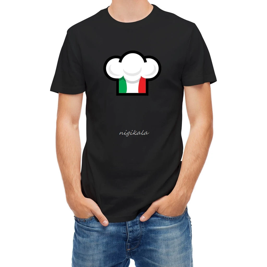 

Футболка с итальянской шапкой шеф-повара, футболка с круглым вырезом, Мужская популярная Стильная мужская футболка, модное поступление