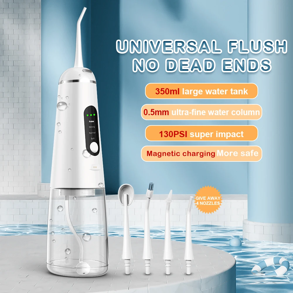 

350Ml Dental Water Jet Oral Irrigator Flosser Usb Rechargeable Portable Water Thread For Teeth Whitening 4 Modes Dental Floss