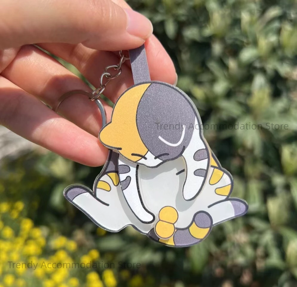 

Креативный брелок для ключей с яйцом и котом, милый и забавный вращающийся акриловый кулон для сумки для женщин, брелок для ключей, кошелек, аксессуар для сумки