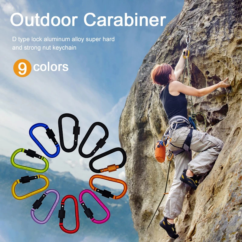 

Buckle D-ring Lock Key Outdoor Carabiners Aluminum Mountaineering Carbine Clip Camping Hiking Buckle Locking Accessories