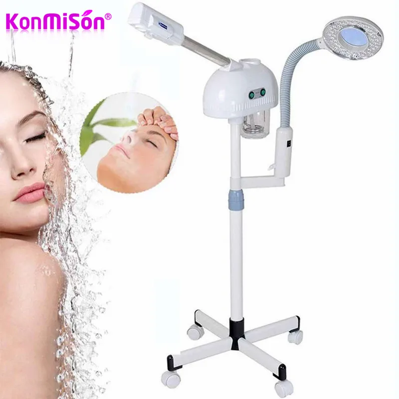 2 in 1 Hot and Cold Facial Steamer With 5X Magnifying Lamp Hot Mist Face Sprayer Humidifier For Home Salon Skin Cleaning